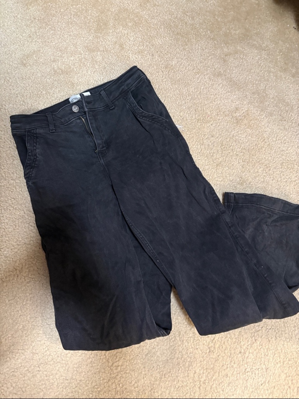 abercrombie kids black high-rise wide leg jeans 13/14 girls